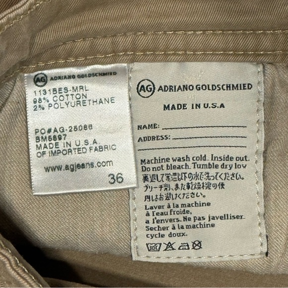 AG Adriano Goldschmied Matchbox Slim Straight Men's Jeans Tan 36x30 - Picture 6 of 8